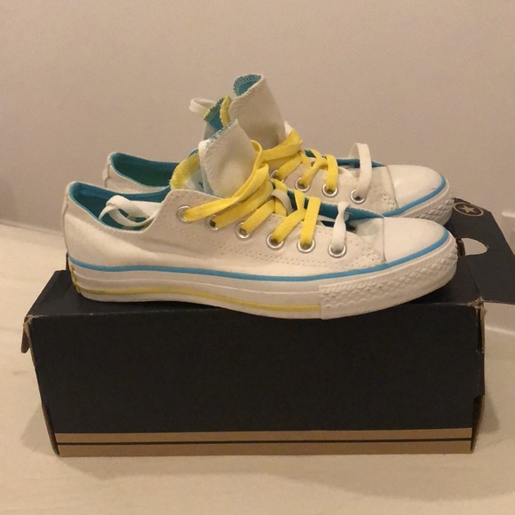 Chuck Taylor Dbl Tng Ox white/blue men 5 wos 7 - Picture 3 of 4